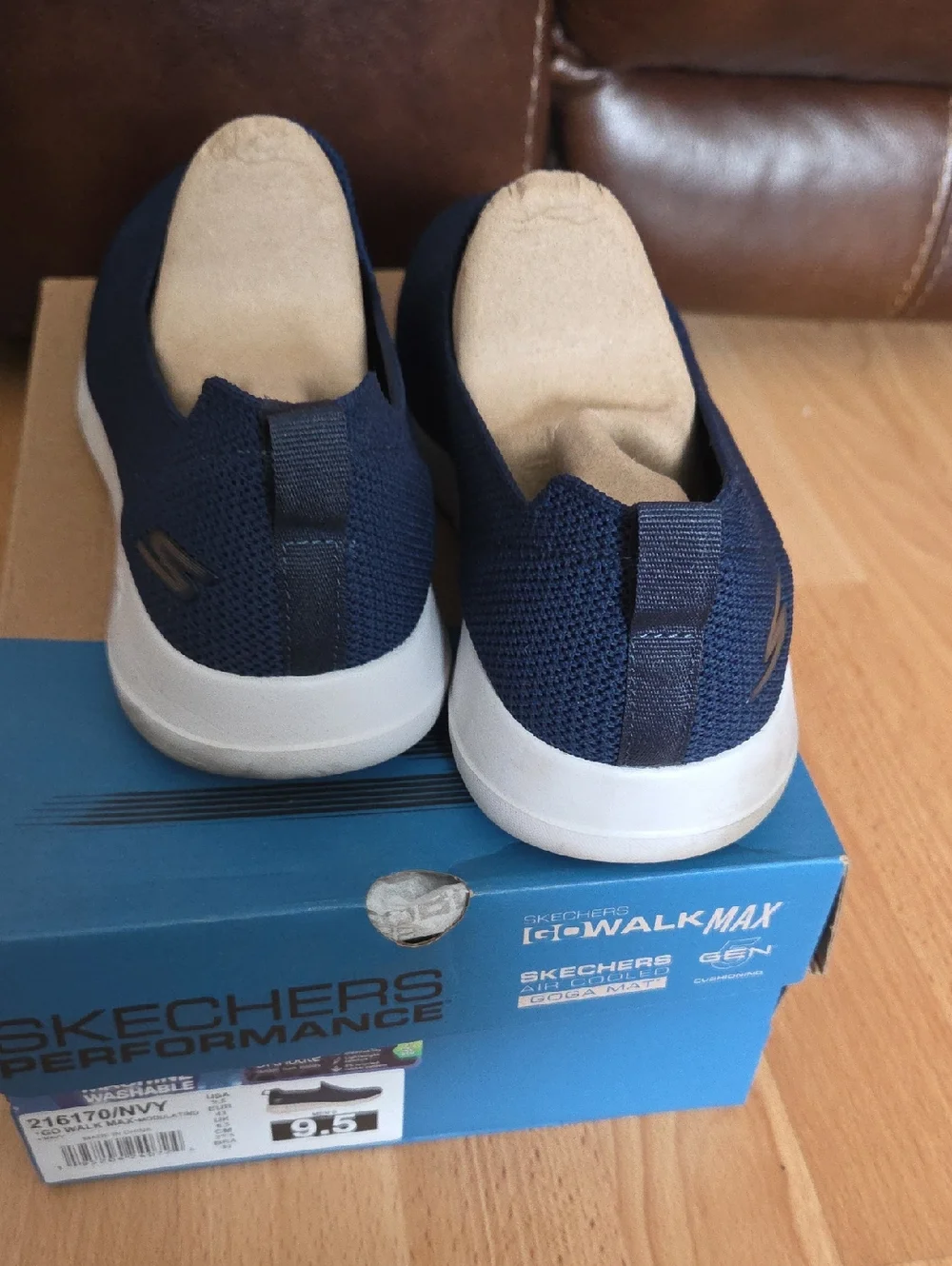 Skechers Men's Navy Slip-On Mesh Athletic Sneakers Go Walk Max Ortholite 9.5